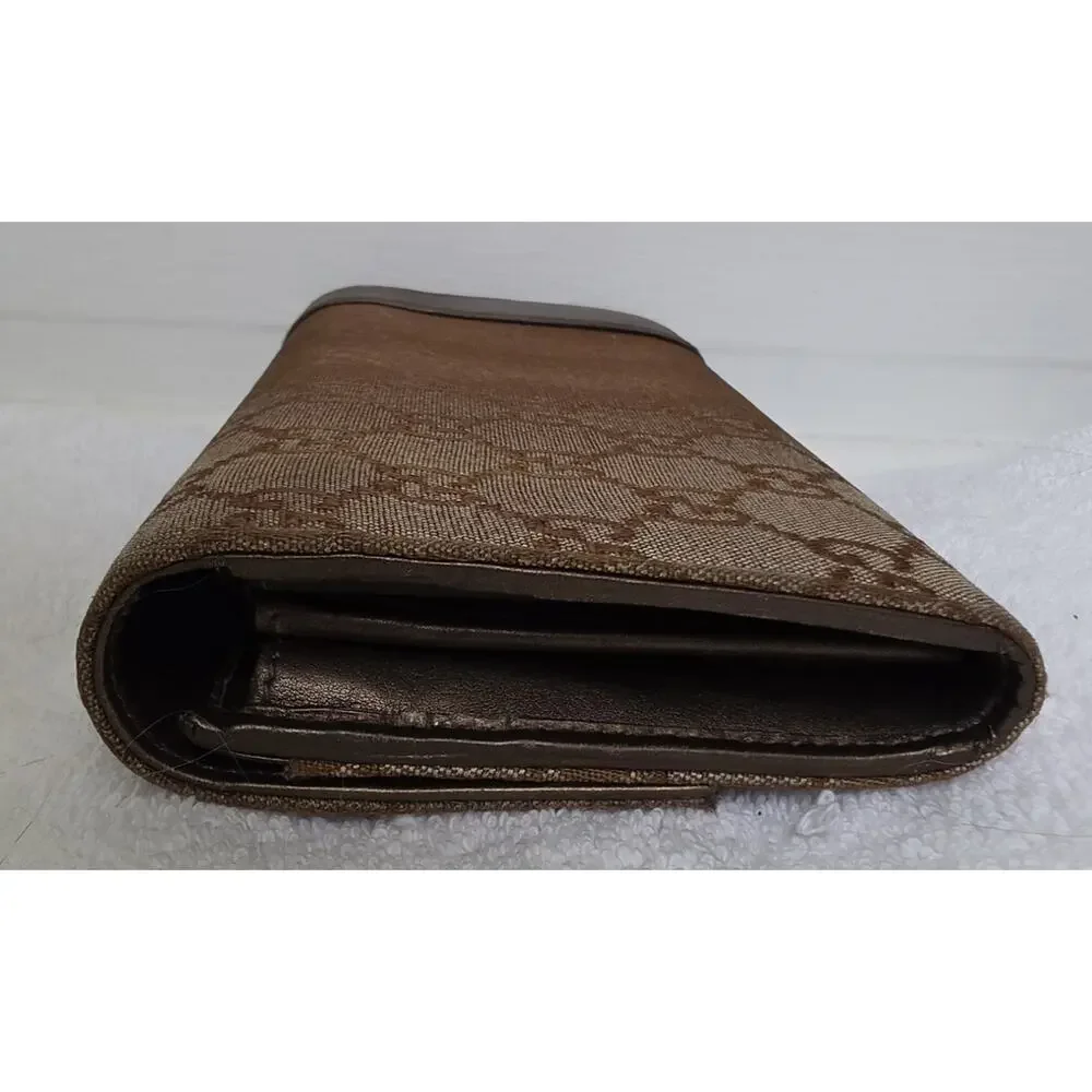 Gucci Women’s Metallic Brown GG Logo Continental Wallet Heart & Bit w/COA